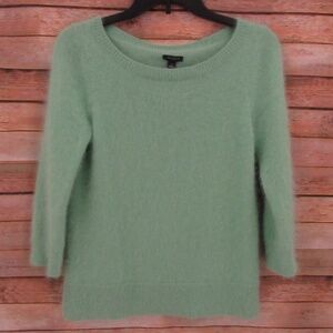 Ann Taylor Wide Neck Mint Green 3/4 Sleeve Rabbit Hair Sweater S